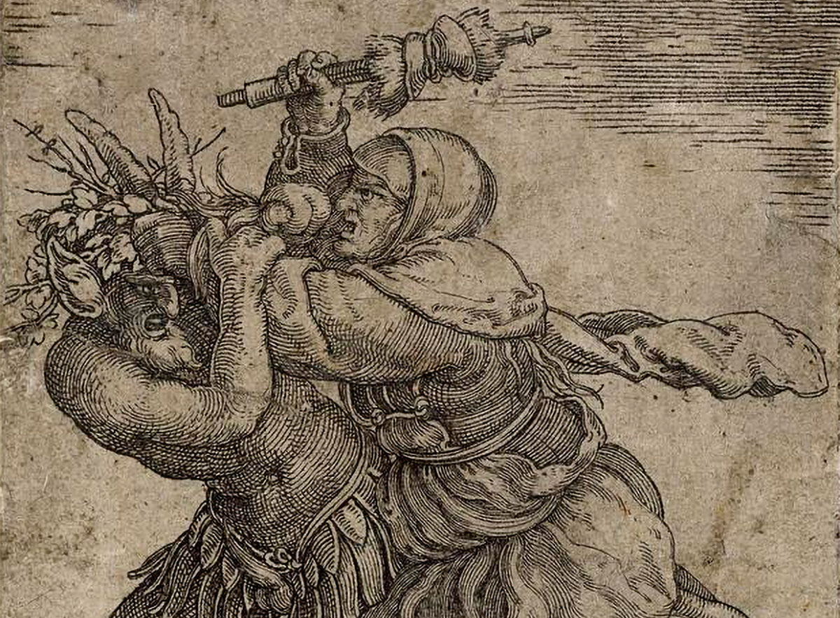 Detail of a nineteenth-century painting of the fairy host: the riders of the other side.